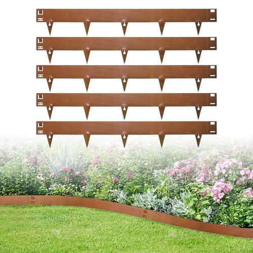 Corten steel lawn edging set - corten,