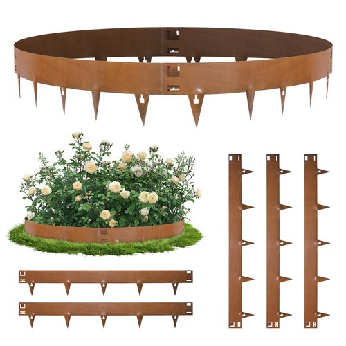 Corten steel lawn edging set - lawn,