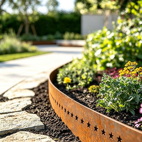 20cm corten steel lawn - 5m, x