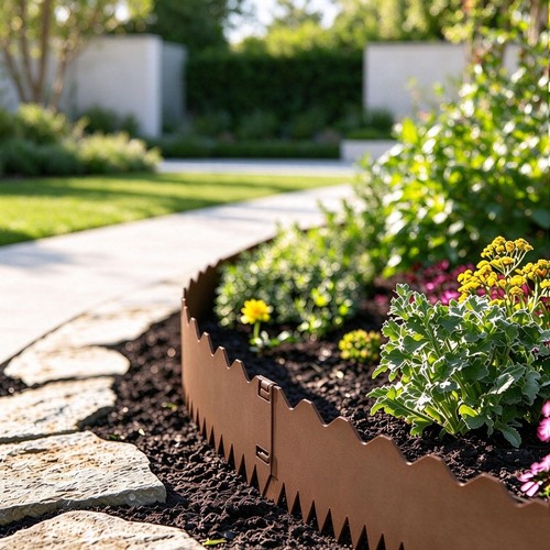 15cm corten steel lawn - 5m, x
