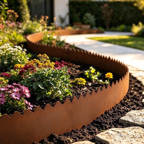 Corten steel lawn - edging, set