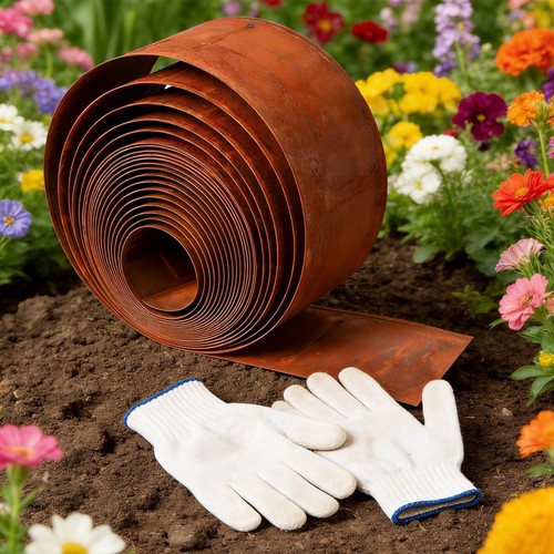 Corten steel garden - steel, edging