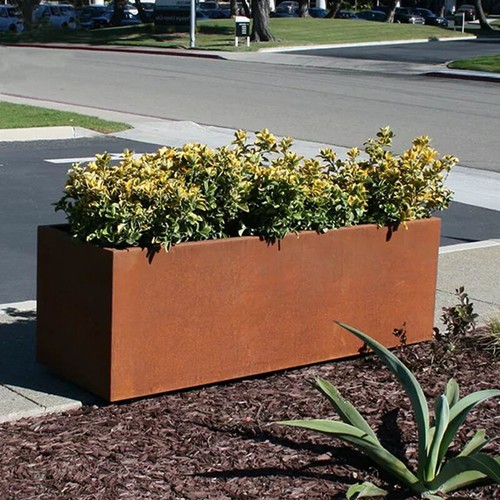 Corten steel rectangle planter - steel,