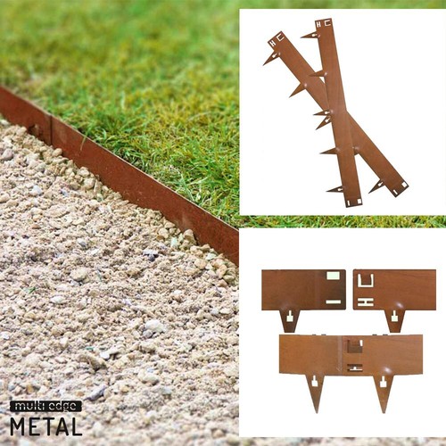 Corten steel lawn edging set - steel,