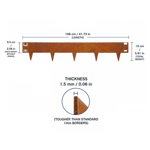 Corten steel lawn edging set - corten,