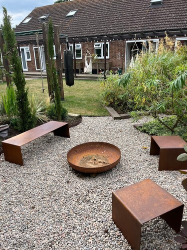 Corten steel stool - ,, rusty