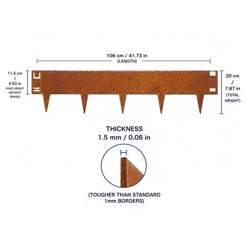 Corten steel lawn edging set - corten,