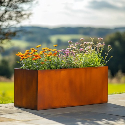 Corten steel trough planter - trough,
