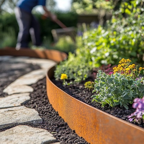 Corten steel lawn - lawn, edging